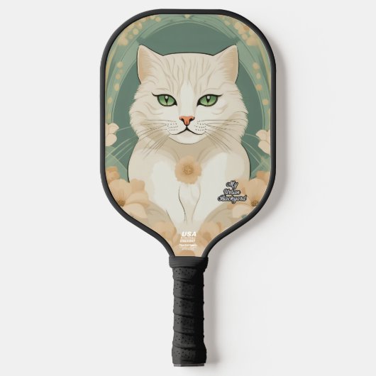 Groen-ogige kat gepersonaliseerde pickleball paddl pickleball paddle (Voorkant)