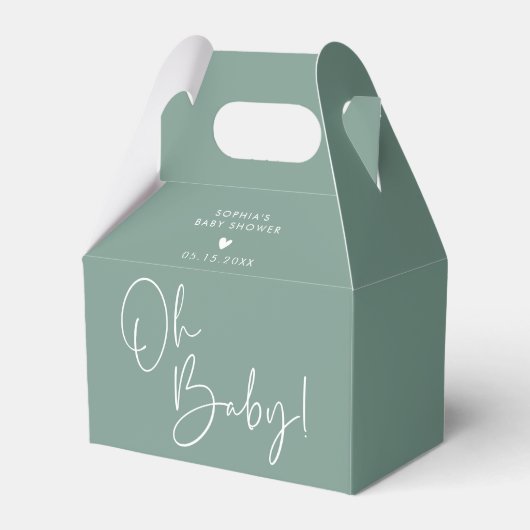 Groen Oh Baby Modern Boho Baby shower Bedankdoosjes (Voorkant Zijde)