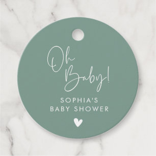 Groen Oh Baby Modern Boho Baby shower Bedankjes Labels