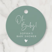 Groen Oh Baby Modern Boho Baby shower Bedankjes Labels (Voorkant)