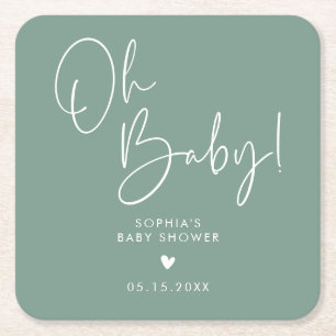 Groen Oh Baby Modern Boho Baby shower Kartonnen Onderzetters