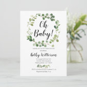 groen oh baby shower uitnodiging (Staand voorkant)