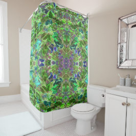 Groen olievloeiingspatroon met Natuur Douchegordijn