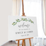 Groen olievraagteken of welkomstteken voor eveneme imitatie canvas print<br><div class="desc">Een simpel elegant teken dat je gasten zullen bewonderen. De tekst en de achtergrondkleuren zijn volledig editable om uw thema aan te passen! Ontwerp © berryberrysnoot. Afdrukbare digitale bestanden en overeenkomende objecten zijn beschikbaar! Bezoek onze website op www.berryberrysweet.com voor meer informatie!</div>