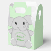 Groen olifant Baby shower Bedankdoosjes (Geopend)