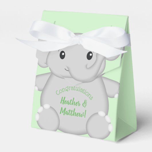 Groen olifant Baby shower Bedankdoosjes (Voorkant Zijde)