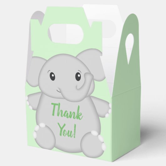 Groen olifant Baby shower Bedankdoosjes (Geopend)