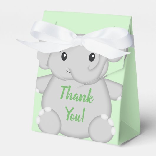 Groen olifant Baby shower Bedankdoosjes (Voorkant Zijde)