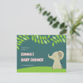Groen olifant Baby shower Briefkaart (Staand voorkant)