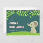 Groen olifant Baby shower Briefkaart (Voorkant / Achterkant)