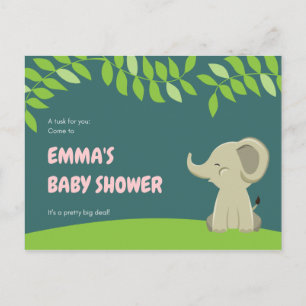 Groen olifant Baby shower Briefkaart
