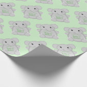 Groen olifant Baby shower Cadeaupapier (Hoek)