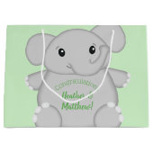 Groen olifant Baby shower Groot Cadeauzakje (Voorkant)