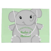 Groen olifant Baby shower Groot Cadeauzakje (Achterkant)