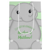 Groen olifant Baby shower Medium Cadeauzakje (Achterkant)