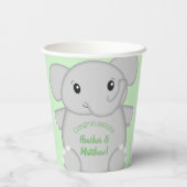 Groen olifant Baby shower Papieren Bekers (Achterkant)