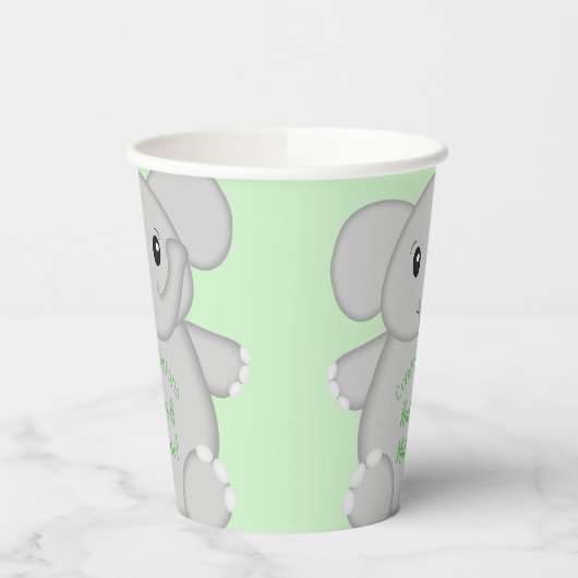 Groen olifant Baby shower Papieren Bekers (Links)