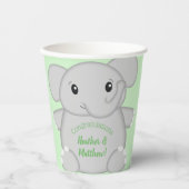 Groen olifant Baby shower Papieren Bekers (Voorkant)