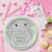 Groen olifant Baby shower Papieren Bordje (Feest)