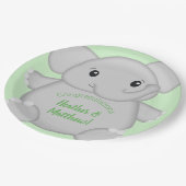 Groen olifant Baby shower Papieren Bordje (Gekanteld)