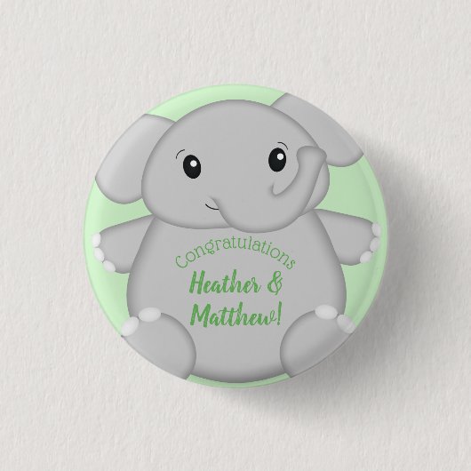 Groen olifant Baby shower Ronde Button 3,2 Cm (Voorkant)