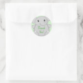 Groen olifant Baby shower Ronde Sticker (Tas)