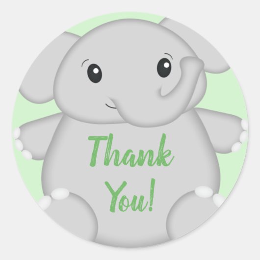 Groen olifant Baby shower Ronde Sticker (Voorkant)