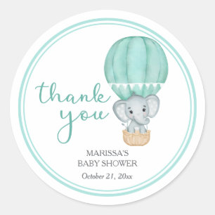 Groen olifant Baby shower Ronde Sticker