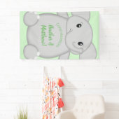 Groen olifant Baby shower Spandoek (Insitu)
