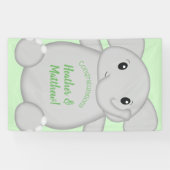 Groen olifant Baby shower Spandoek (Horizontaal)
