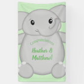 Groen olifant Baby shower Spandoek (Verticaal)