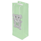 Groen olifant Baby shower Wijn Cadeautas (Achterkant Gekanteld)