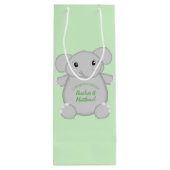 Groen olifant Baby shower Wijn Cadeautas (Achterkant)