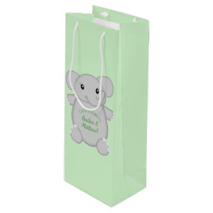 Groen olifant Baby shower Wijn Cadeautas