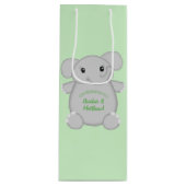 Groen olifant Baby shower Wijn Cadeautas (Voorkant)