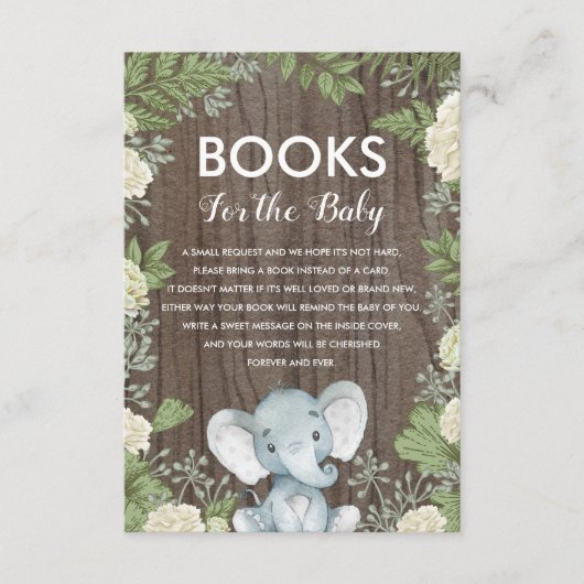 Groen Olifant / Rustieke Boeken voor de Baby Informatiekaartje (Voorkant)