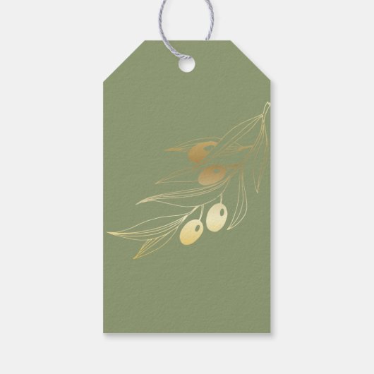 Groen Olijf Bruiloft Favor Labels Cadeaulabel (Achterkant)