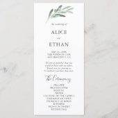 Groen Olijf Bruiloft Programmakaart (Voorkant)