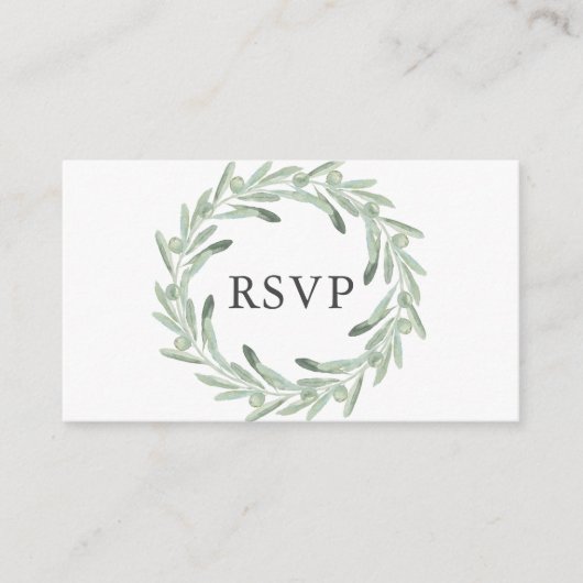 Groen Olijf Bruiloft RSVP Informatiekaartje (Voorkant)