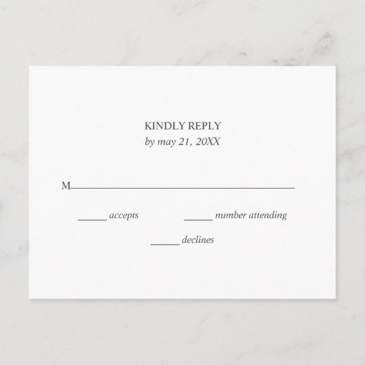 Groen Olijf Bruiloft RSVP Uitnodiging Briefkaart (Achterkant)