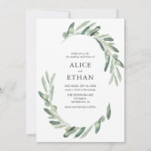 groen olijf elegante botanische bruiloft kaart (Voorkant)