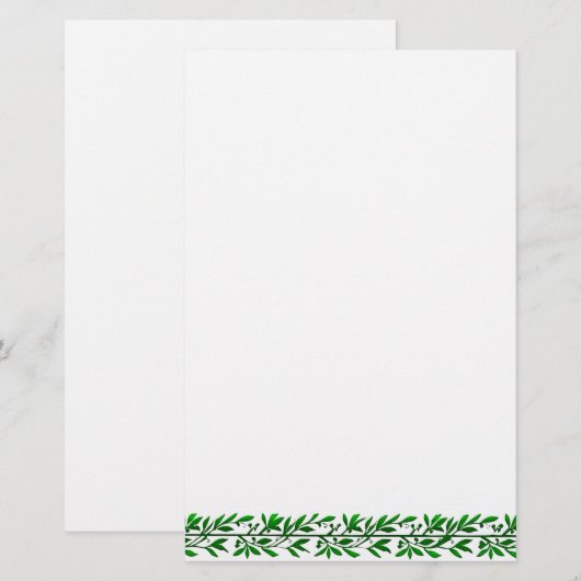 Groen Olijfblad Border Stationery Briefpapier (Voorkant / Achterkant)