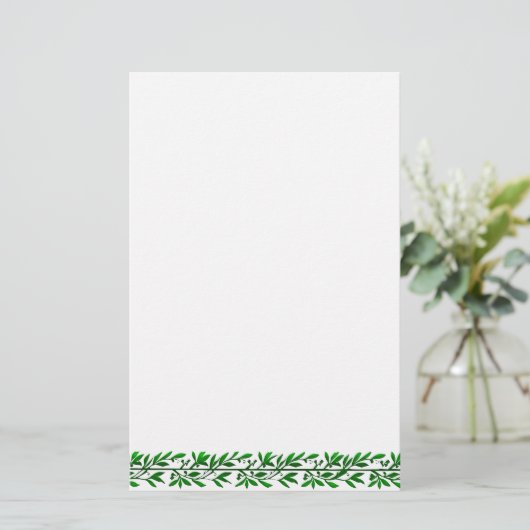 Groen Olijfblad Border Stationery Briefpapier (Staand voorkant)