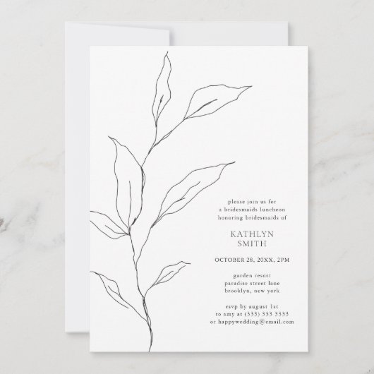 Groen Olijfblad Tak Bruidsmeisjes Luncheon Kaart (Voorkant)
