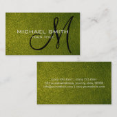 Groen olijfleer visitekaartje (Voorkant / Achterkant)