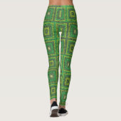 Groen Oma Vierkant Patroon Leggings (Achterkant)