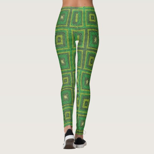 Groen Oma Vierkant Patroon Leggings (Achterkant)