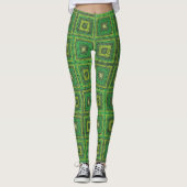 Groen Oma Vierkant Patroon Leggings (Voorkant)
