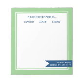 Groen omgevormd "van de mam van", gepersonaliseerd notitieblok (Voorkant)