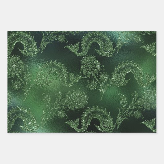 Groen omslagpapier met glanzend patroon inpakpapier vel (Voorkant 2)